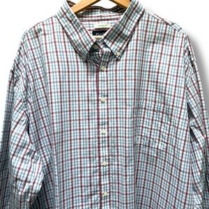 Jos. A. Bank Mens 4XLT Tailored Fit Plaid Button Down Shirt Red Blue Check